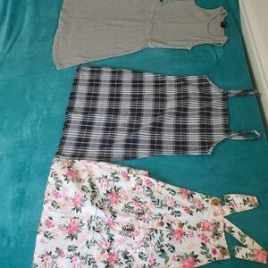 Trendy Dress Trio in Gray, Plaid, and Floral